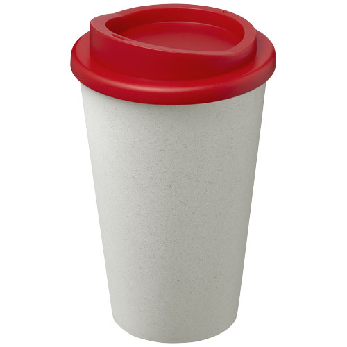 Gobelet publicitaire recyclé 350ml Americano® Blanc / Rouge
